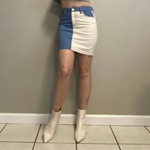 BDG High-waisted two tone denim mini skirt